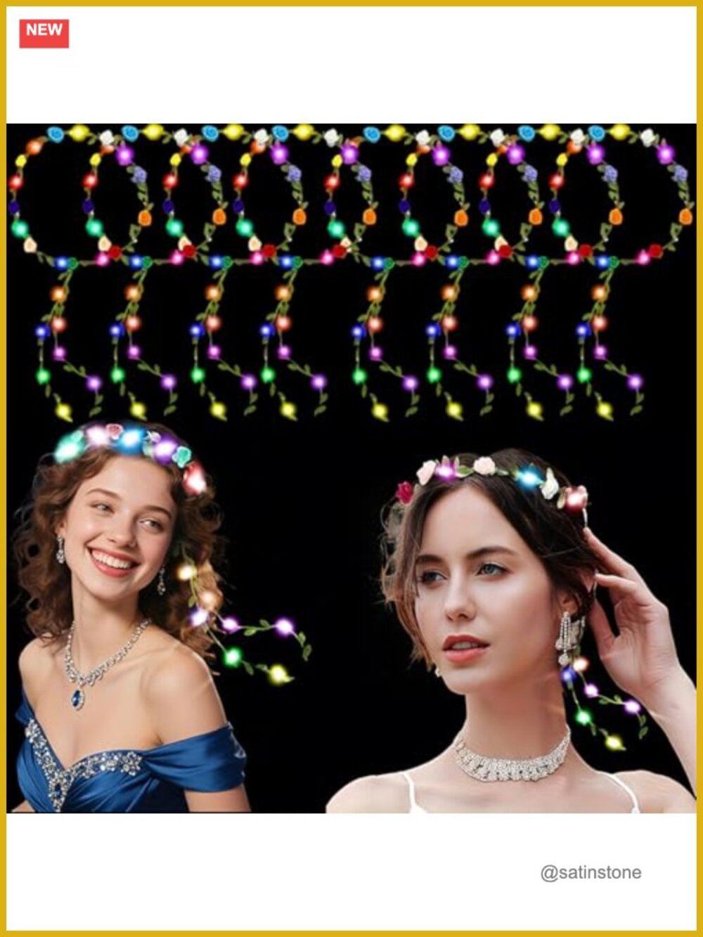 LED Flower Crown Headbands 20Pcs Light Up Party Hair Accessories